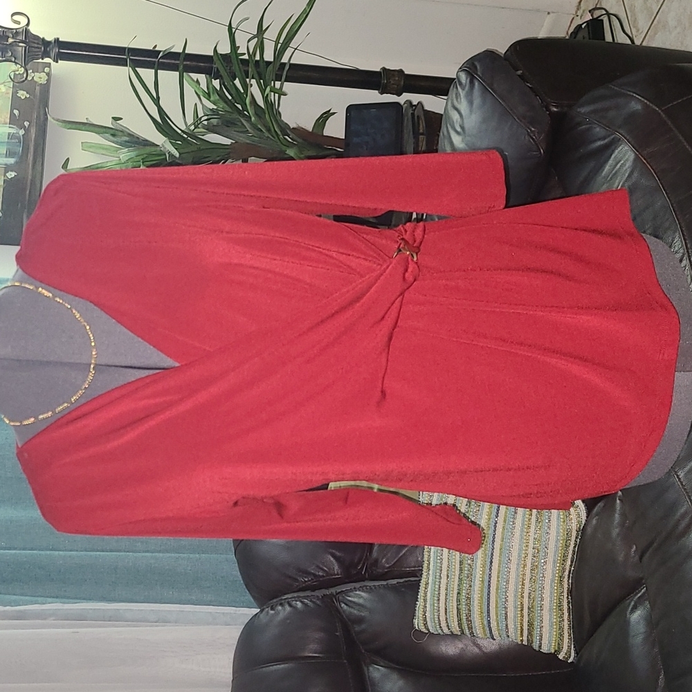Large dark red wrap top